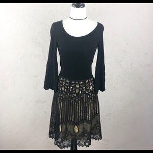 Betsey Johnson Black Crochet Skirt